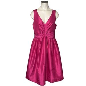 BANANA REPUBLIC x Madmen sz 4 100% Silk Dress Sleeveless V Neck Fuscia Pink